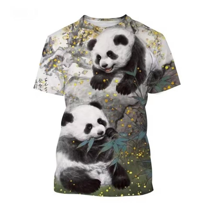 Summer Hot Selling Fashion 3D Printed T-shirt Cute Panda Design Casual Short Sleeved Comfortable Top