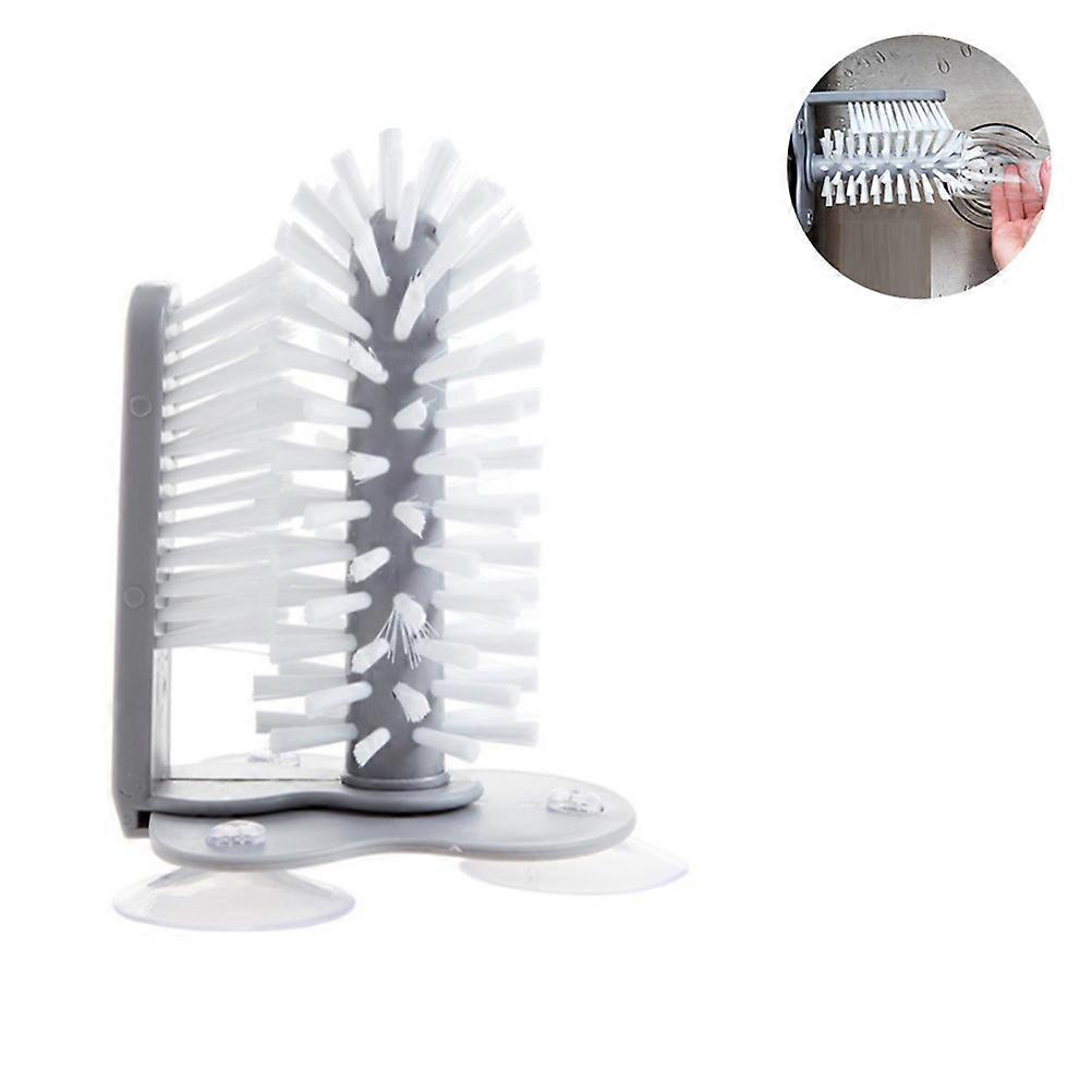 Versatile Glassware Cleaner With Double Sided Bristle Brush For Efficient 360 Degree Cleaning, Cup And Bottle Brush With Suction Cup Installation