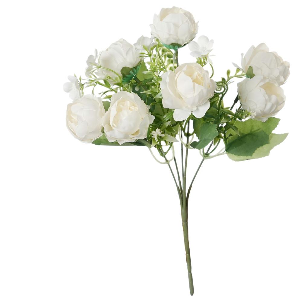 

7 Peony Buds Artifiical Flower Branch 30cm Height with Green Leaves Simulation Flower Flexible Stems Artificial Peony белый