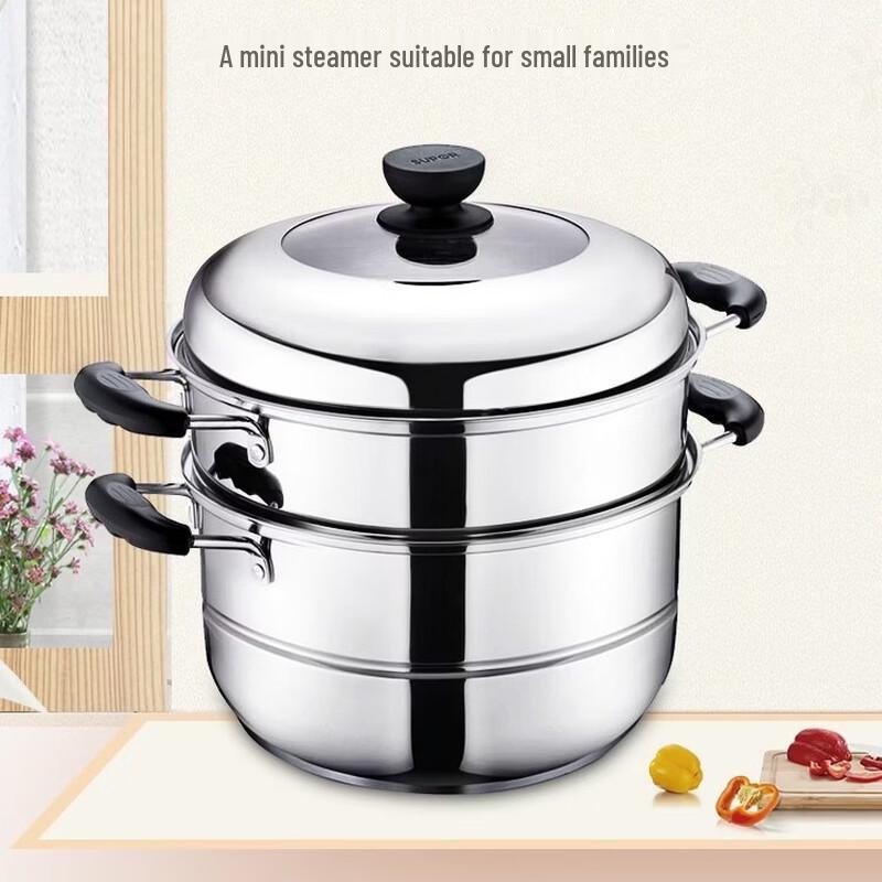 SUPOR 304 Нержавеющая сталь 2-ярусная пароварка