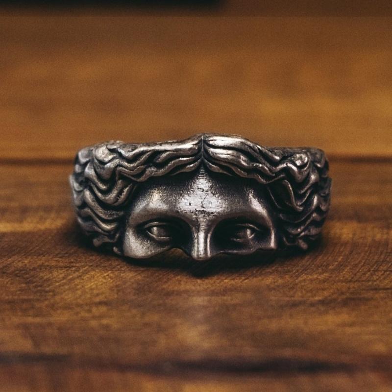 Retro Half Face Venus Ring For Men Women Greek Mythology Vintage Punk Gothic Art Open Ring Unisex Accessories Designer Jewelry