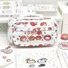 Cute Tomato Apple Cat Printed Pencil Bag Student Large Capacity Multi-Layer Stationery Storage Bag Gift