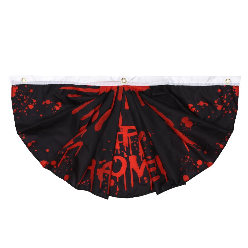 For Porches Hanging Halloween Flag Halloween Pleated Fan Flag Yard Decoration Fade-resistant Classic Halloween Patterns