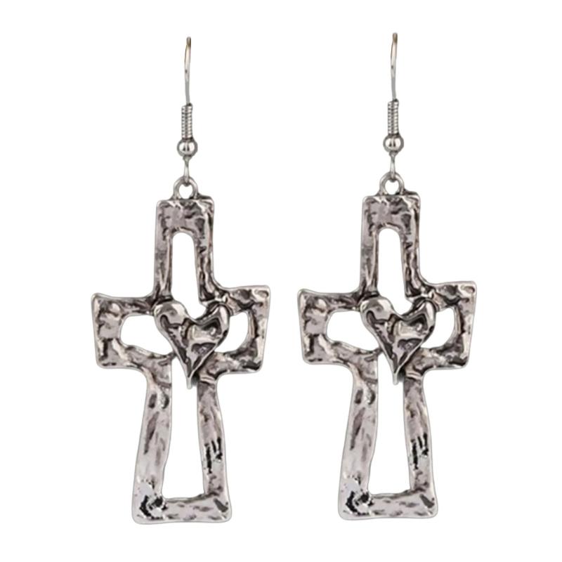 Stylish Religious Pendant Earring Heart Necklace Comfortable Jewelry Alloy Texture Suitable for Dating and Casual Event