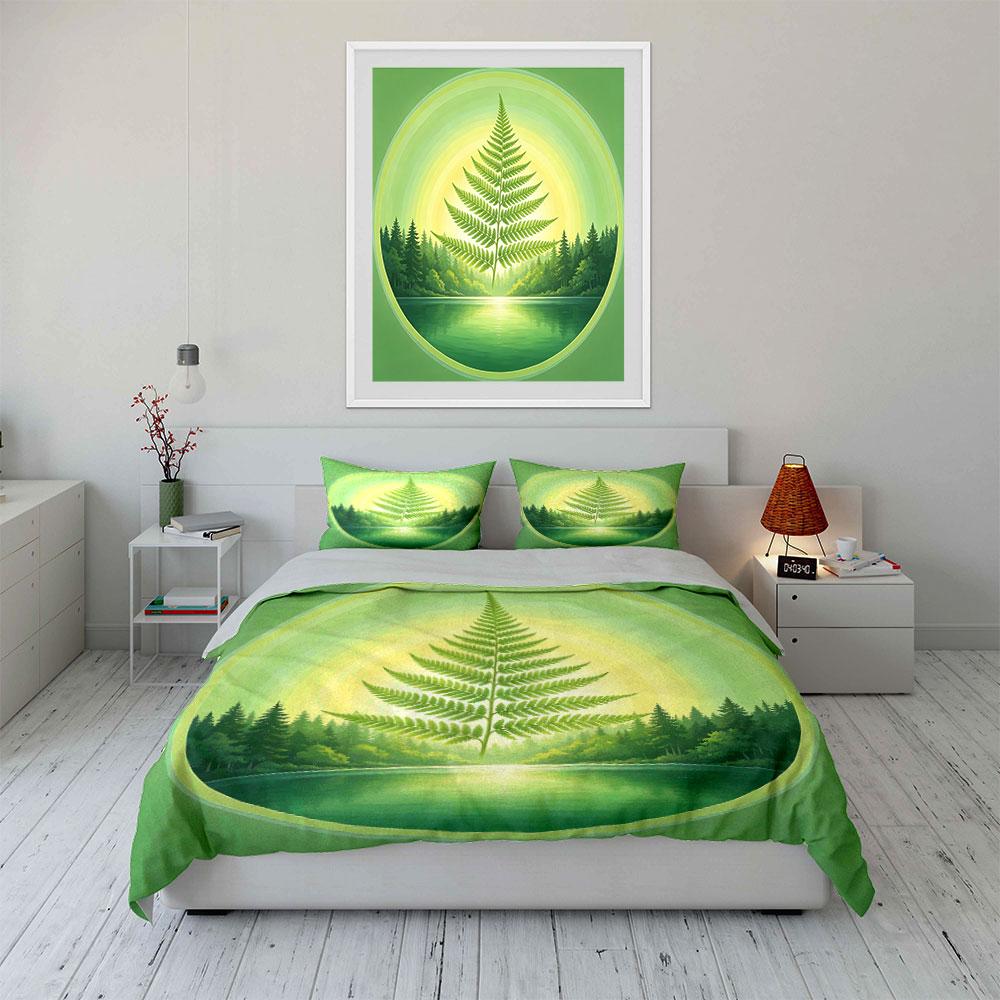 Grüne Naturlandschaft Kunst-Set Weiche Bequeme Bettbezug Bettwäsche-Set Enthalten 1*Bettbezug & 2*Kissenbezüge, Geschenk