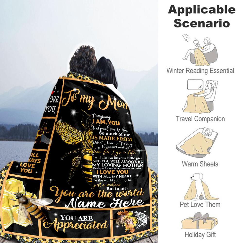Beautiful Envelope Mom Personalized Name Blanket Lightweight Personalized Blanket Durable Comfort Great for Office Seaside Bedding Sofa