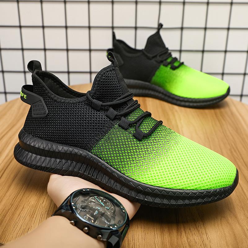 40–47 Jarní a podzimní pánské létající tkané síťky Ultralehká venkovní sportovní obuv