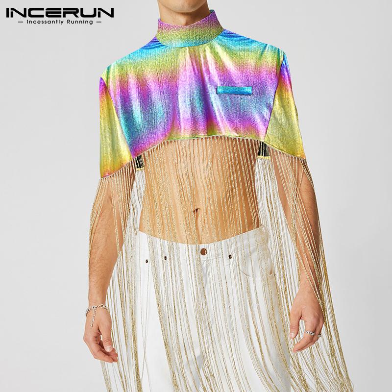 

INCERUN/летняя мужская накидка в стиле хиппи с кисточками, накидка, топы, облегающий праздничный повседневный клубный костюм, пончо, шаль, S-5XL