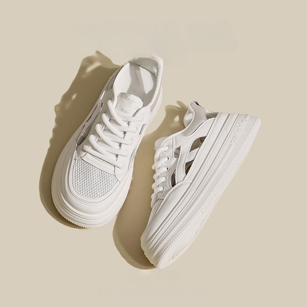Breathable thin little white shoes women's spring and summer new muffin bottom thick sole versatile casual hollow sports shoes