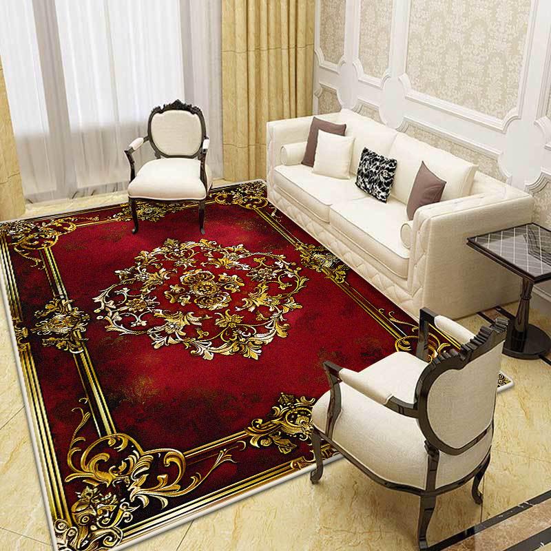 Big Size European Style Red Carpet Living Room 140x200cm Non-slip Luxury Rug for Bedroom Cloakroom Non-slip Floor Mat Washable