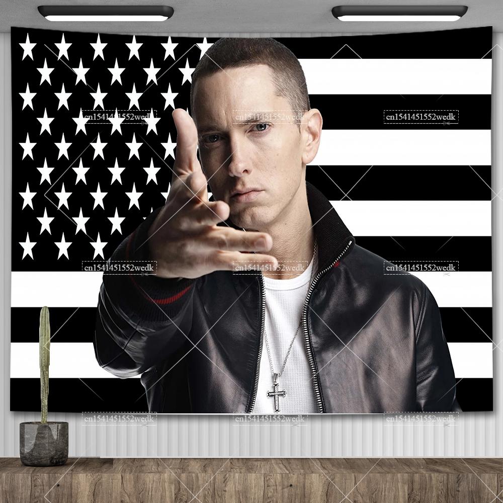 Amerikanischer Rap-Gott Hip-Hop-Musikflagge Eminem Wandteppiche Wandbehang Meme-Wandteppich Kunst Ästhetische Raumdekoration Schlafzimmer-Wandbehänge
