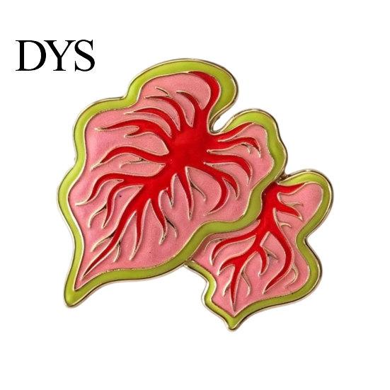 Burr-free Enamel Pin Alloy Brooch, Leaf Design Lapel Pin, Plant Lover Badge with Smooth Lines Vibrant Bright Color, Fresh Style Brooch for Shirts