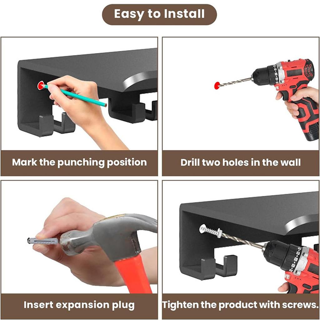 ABWZ, Supporto da Palestra, Mensola Galleggiante per Organizzazione Palestra Domestica, Organizer da Parete, Rastrelliera Metallica per Allenamento