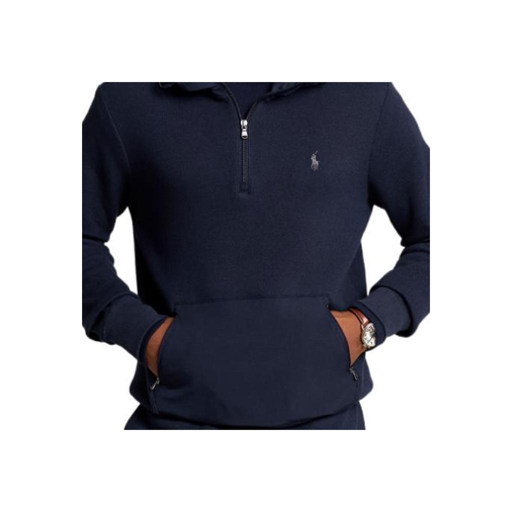 Polo Ralph Lauren Ss23 Solid Logo Embroidered Quarter-Zip Hoodie Men hoodies Navy-Blue MNPOKNI16822598-410