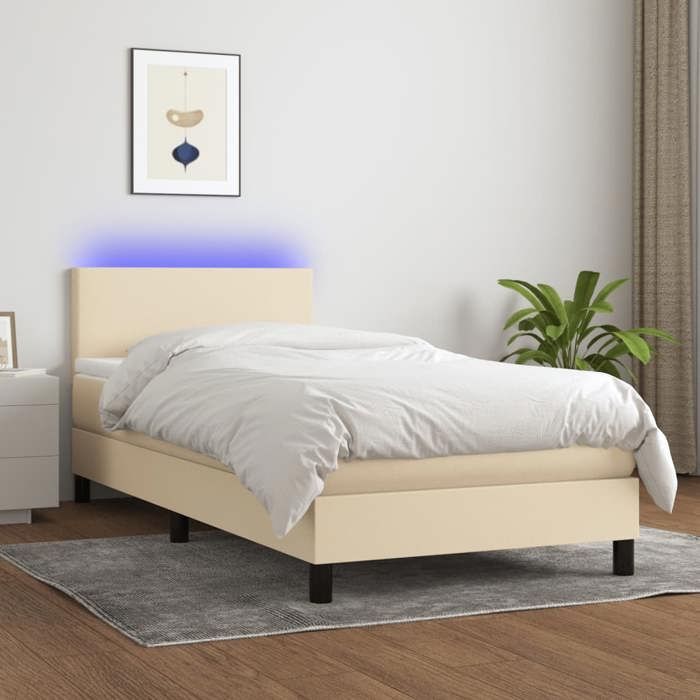 Maison Exclusive - Sommier à lattes de lit avec matelas LED Crème 90x190 cm Tissu