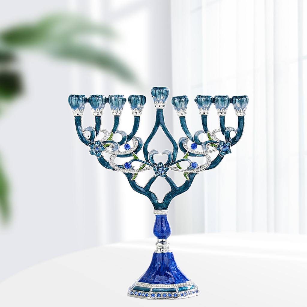 Menorah Candlestick Star of David Enamel Handpainted Enamel Je Candelabra Home Classic Decor Showpiece