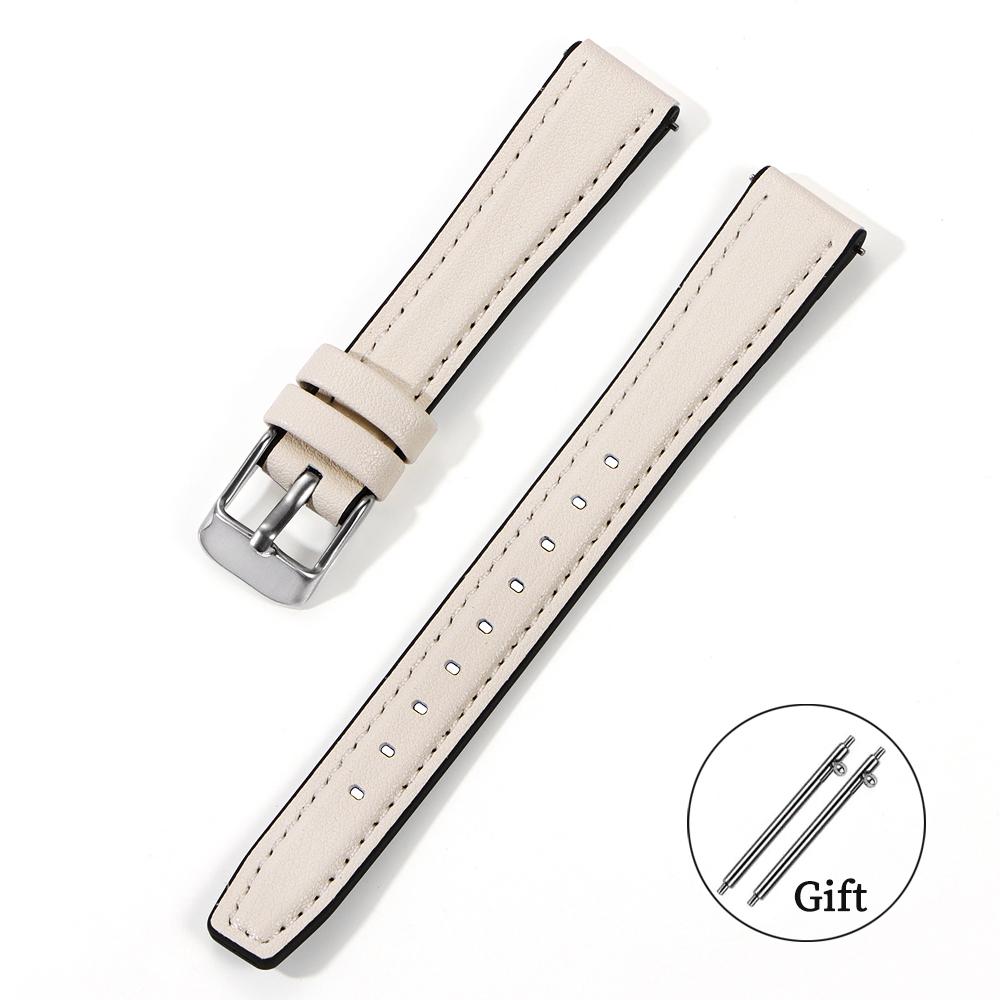 Ultra-dünnes Leder-Uhrenarmband 10mm 12mm 14mm 16mm Weiches Silikon-Uhrenband Schnellverschluss Herren Damen Armband Universelles Handgelenkband