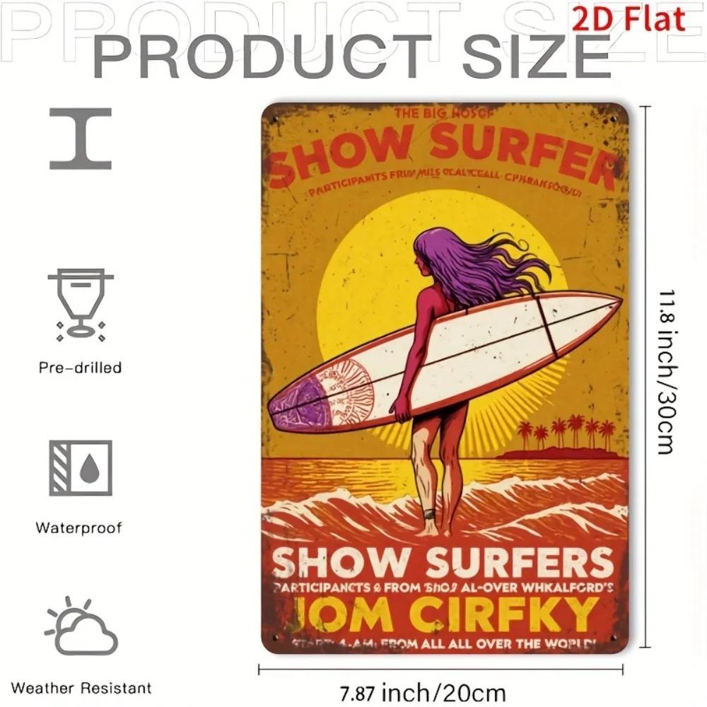 Vintage Surfing Metal Tin Sign Retro Wall Decor for Bar Cafe Beach Home