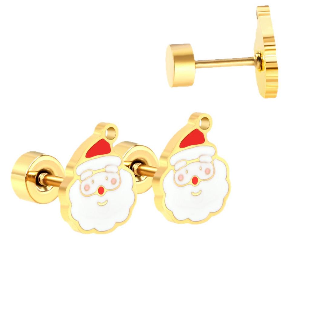 Santa Claus Stainless Steel Stud Earrings - Creative Christmas Design