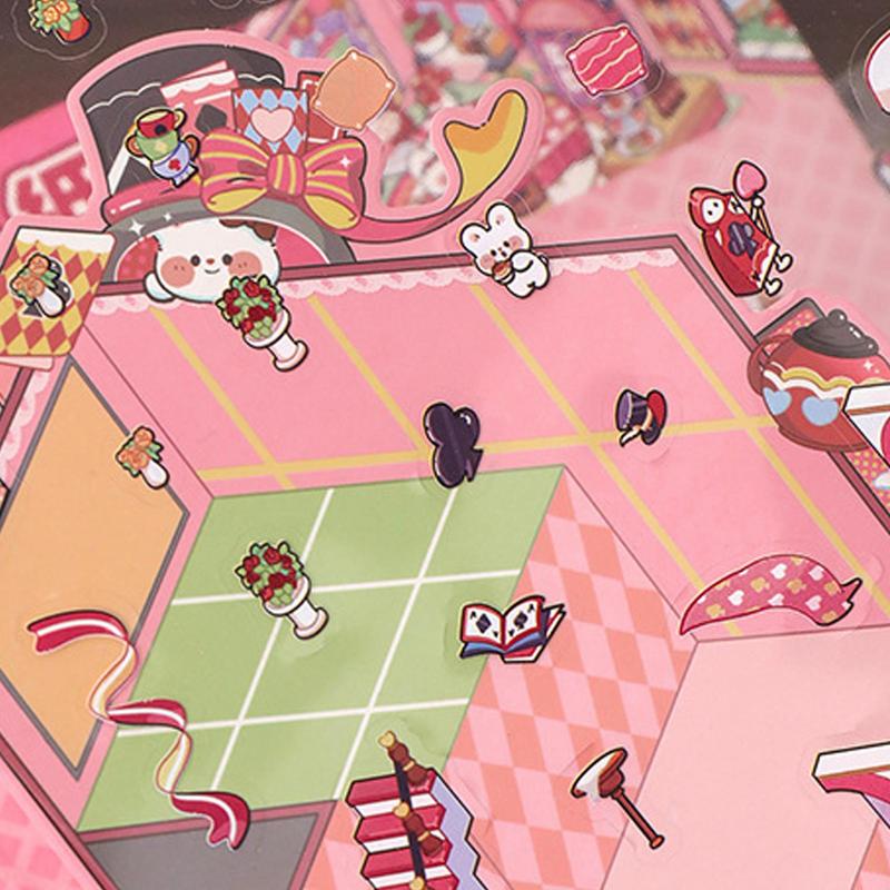 Animal Paradise 3D DIY Stickers Landscape Cabin Scene Sticker Hand Account Gift for Kid Christmas Festival