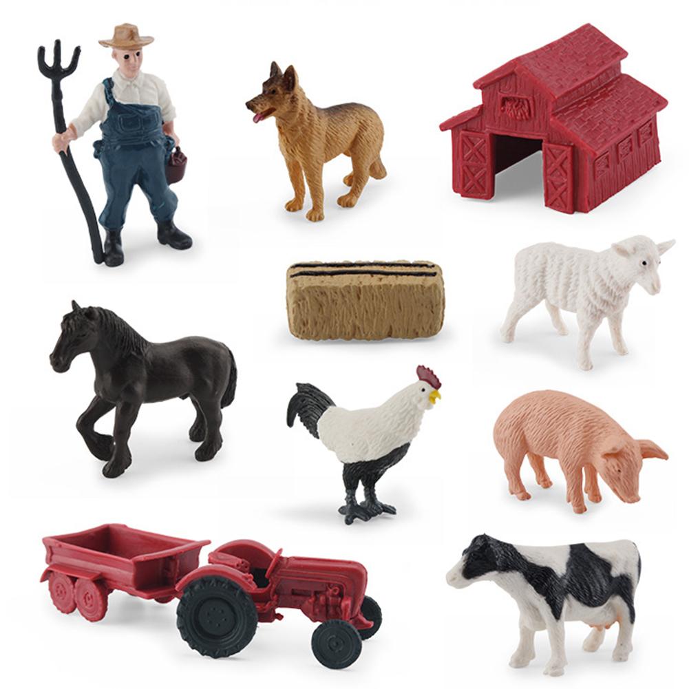 Miniature Animal Models Movable Chicken Duck Goose Cow Statue Wildlife Educational Toys Set Garden Sandbox Home Decoration