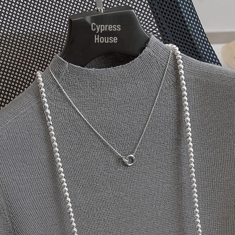 Women's Half-High Collar Short-Sleeve Knitted Pullover