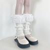Womens Lolitas Knits Long Socks Lace Ruffle Flared Leg Warmers Harajuku Booties Socks Winter Warm Ankle Heap Socks