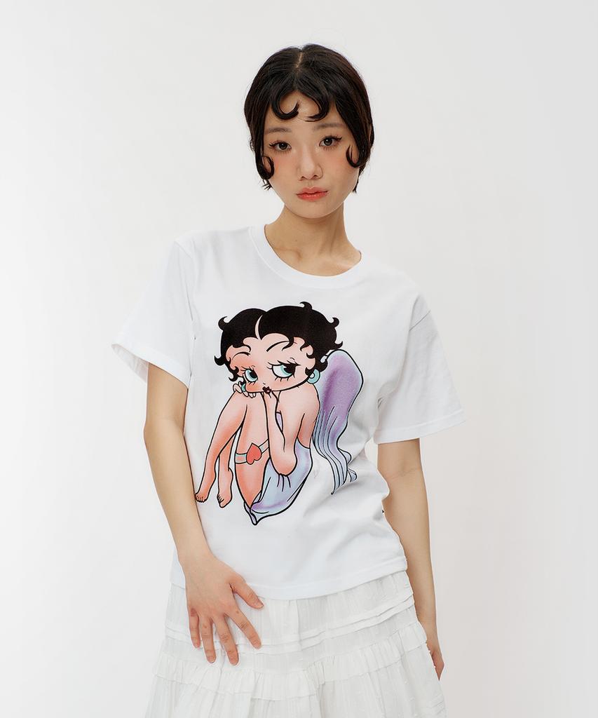 LAUGHER [Betty Boop] Angel T-Shirt - White