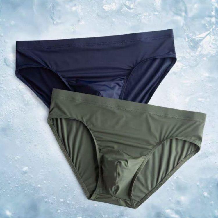 2pcs Men's Ice Silk Sexy Triangle Underwear for Nude Sleeping - Adult Plus Size