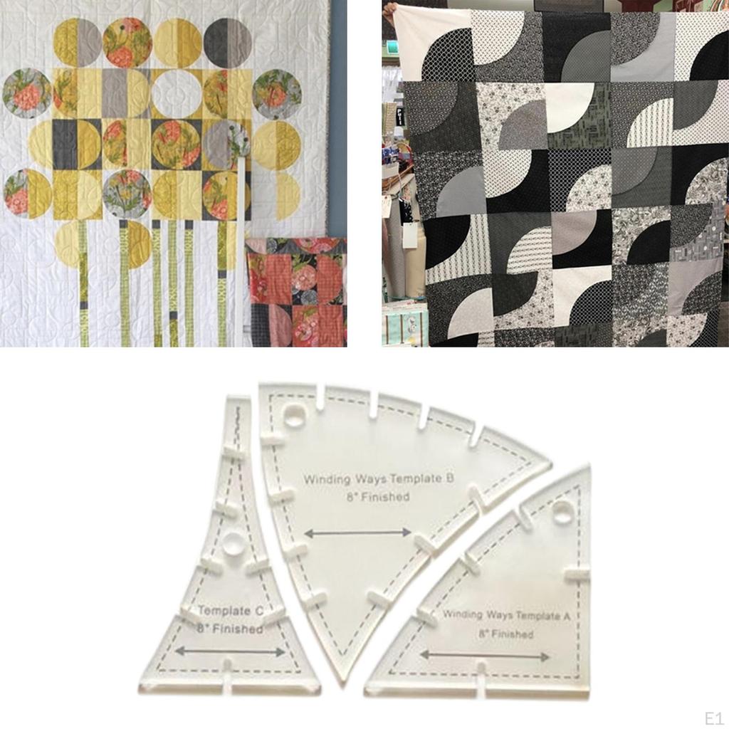 Zestaw 3 szablonów do pikowania, akrylowe szablony linijek do pikowania, kreatywny szablon do cięcia, do