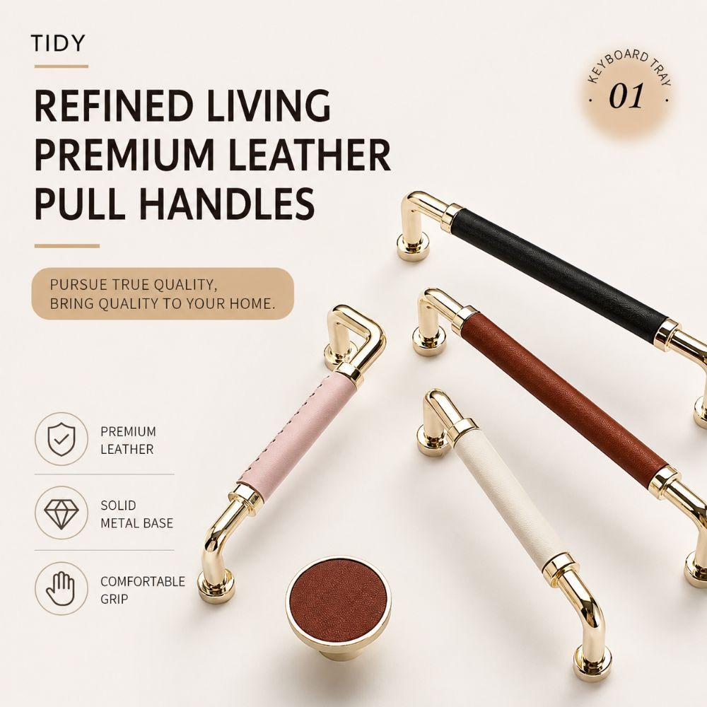 Nordic Leather Hardware Handle Zinc Alloy Cabinet Drawer Knobs Wardrobe Door Handles Multipurpose