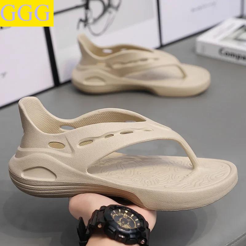 

2025 Stylish Men s Flip-flops Heel Covering Open-toe Outdoor EVA Casual Sandals Indoor Soft Sole Non-slip Slippers men shoes ch 45 білий