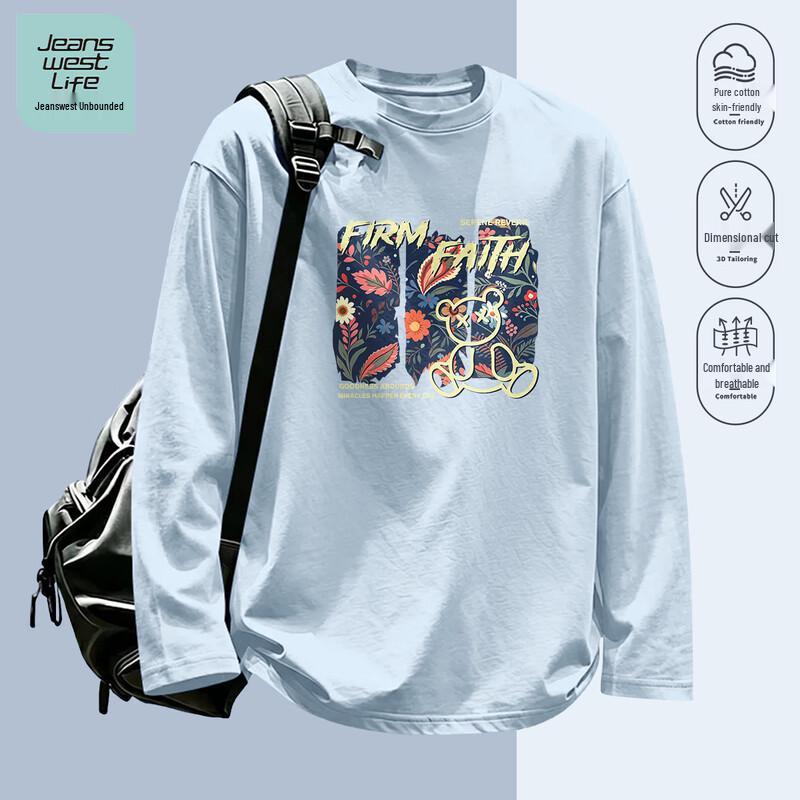 Jeanswest Life Men's Graphic Print Crew Neck Long-Sleeve T-Shirt