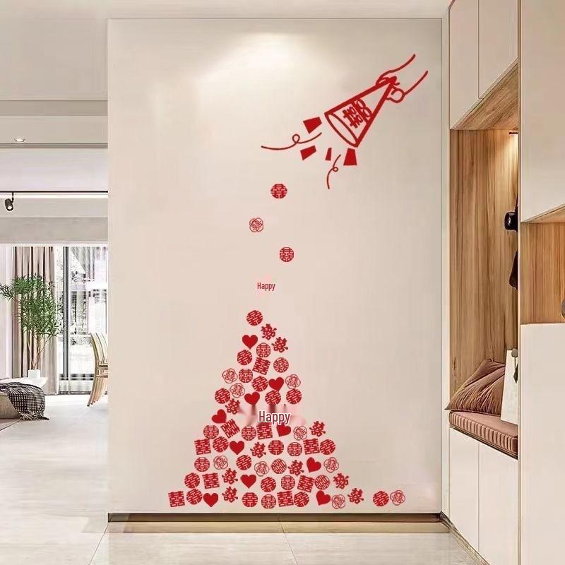 Newlywed Double Happiness Stickers for Wedding Bedroom & Door Decoration