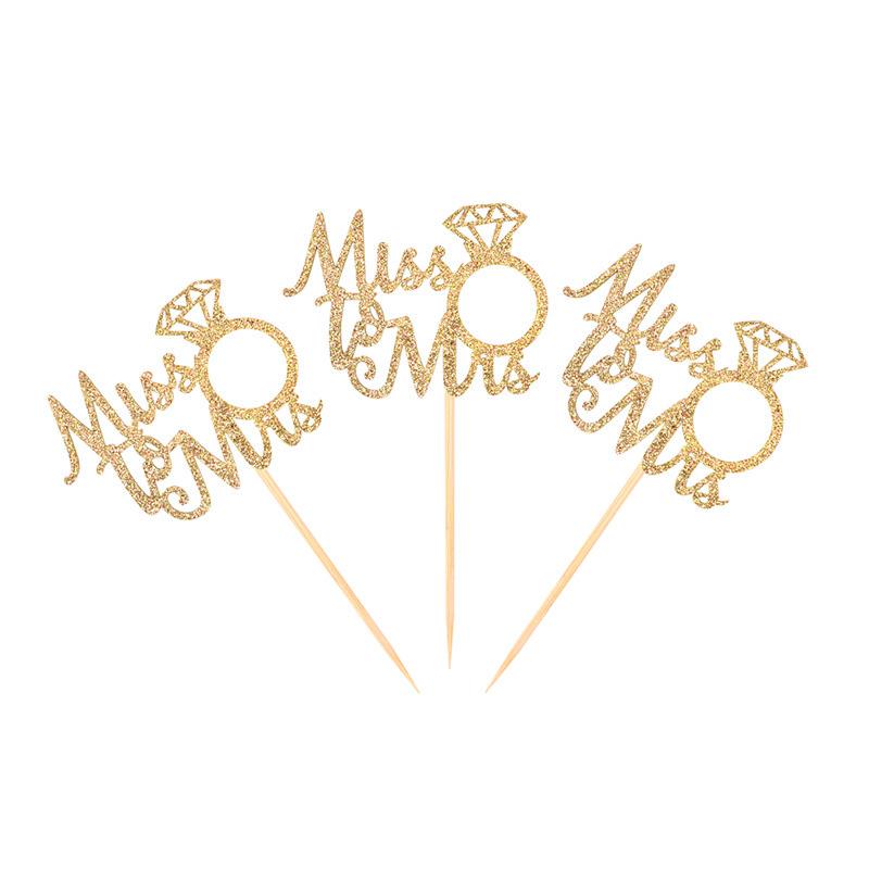 12 stücke Cupcake Topper „Miss to Mrs“ Vorschlag Diamant Ring Kuchen Topper Hochzeit Engagement Bachelorette Party Braut Dusche Decor