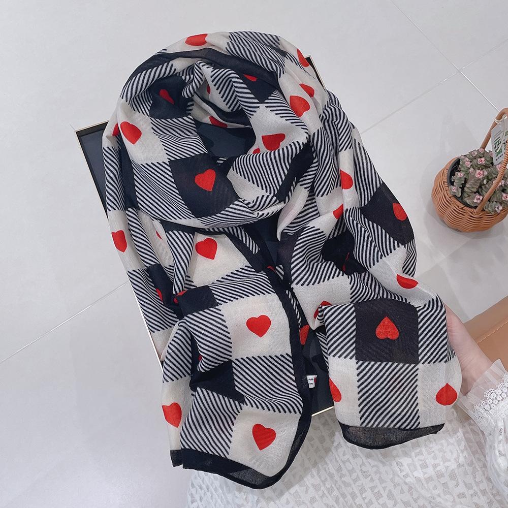 

Хлопково-льняной шарф с принтом в клетку, женская длинная шаль, стиль на четыре сезона, 180 * 90 см