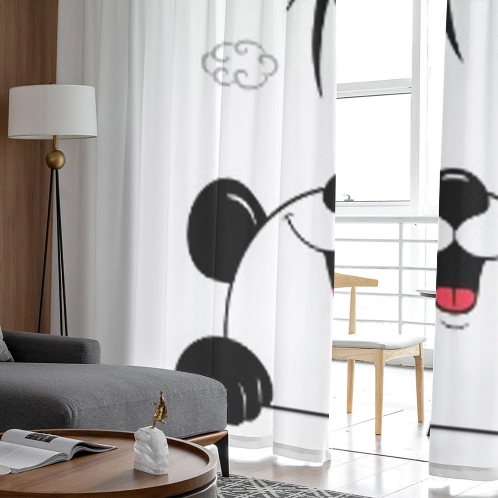 Panda Tecknad Tyll Skira Fönstergardiner För Vardagsrum Sovrum Moderna Chiffong Voile Organza Gardiner Dekor Draperier