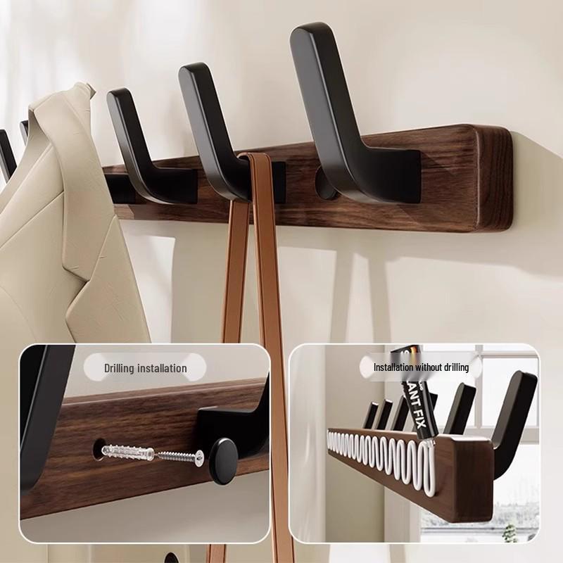 Wandhaken für Mäntel und Hüte aus Nussbaumholz für die Verwendung hinter der Tür