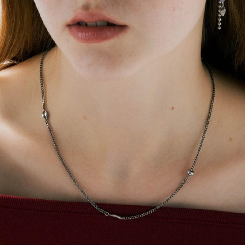 Pearlymore Black Chain Point Choker Necklace_PM24N012WT