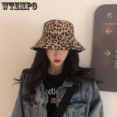 Letní leopardí vzor Rybářský klobouk Dámský japonský oboustranný umyvadlový klobouk Cestovní móda Všestranná korejská edice Umělecký klobouk se slunečníkem