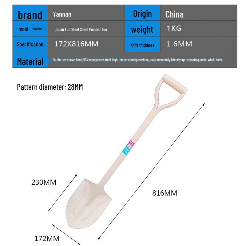 Heavy-Duty Manganese Steel Outdoor Shovel