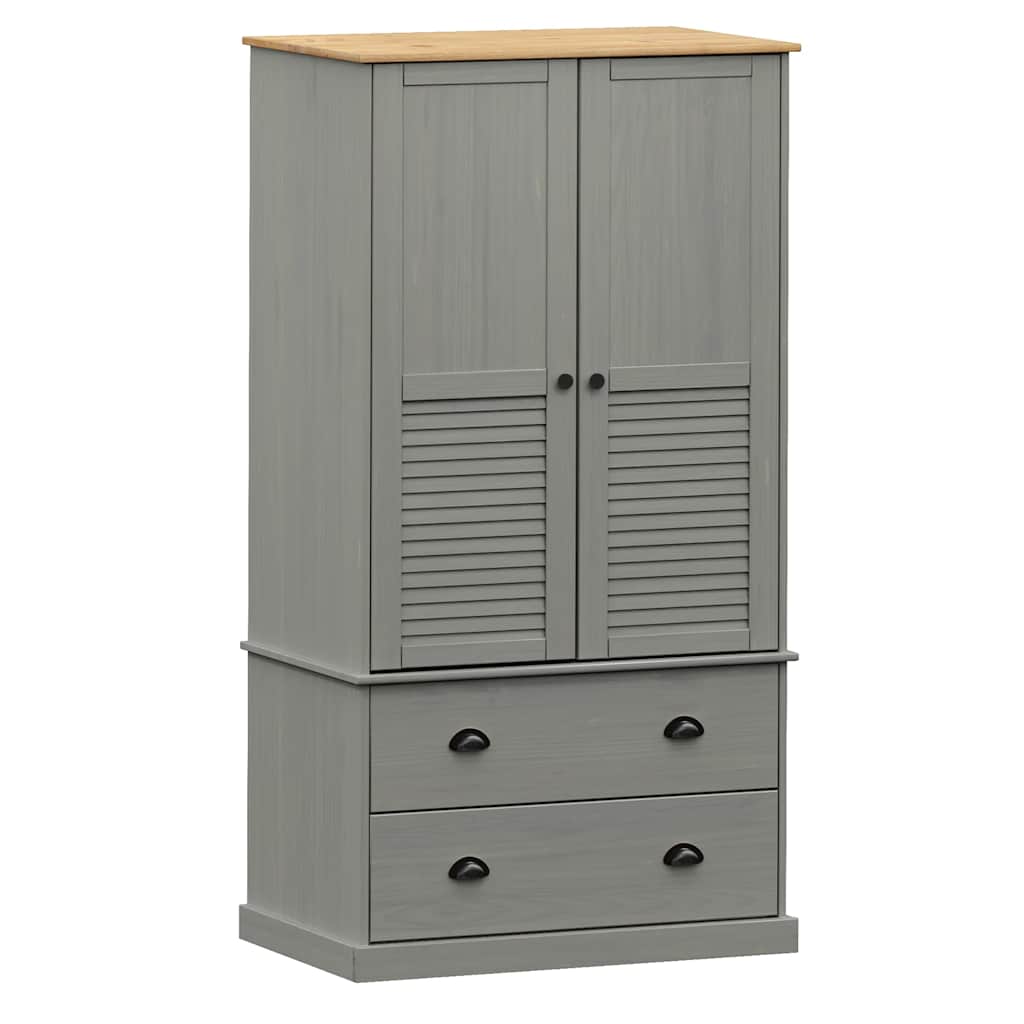 VIGO Kleiderschrank Grau 90 x 55 x 170 cm Massivholz Kiefer