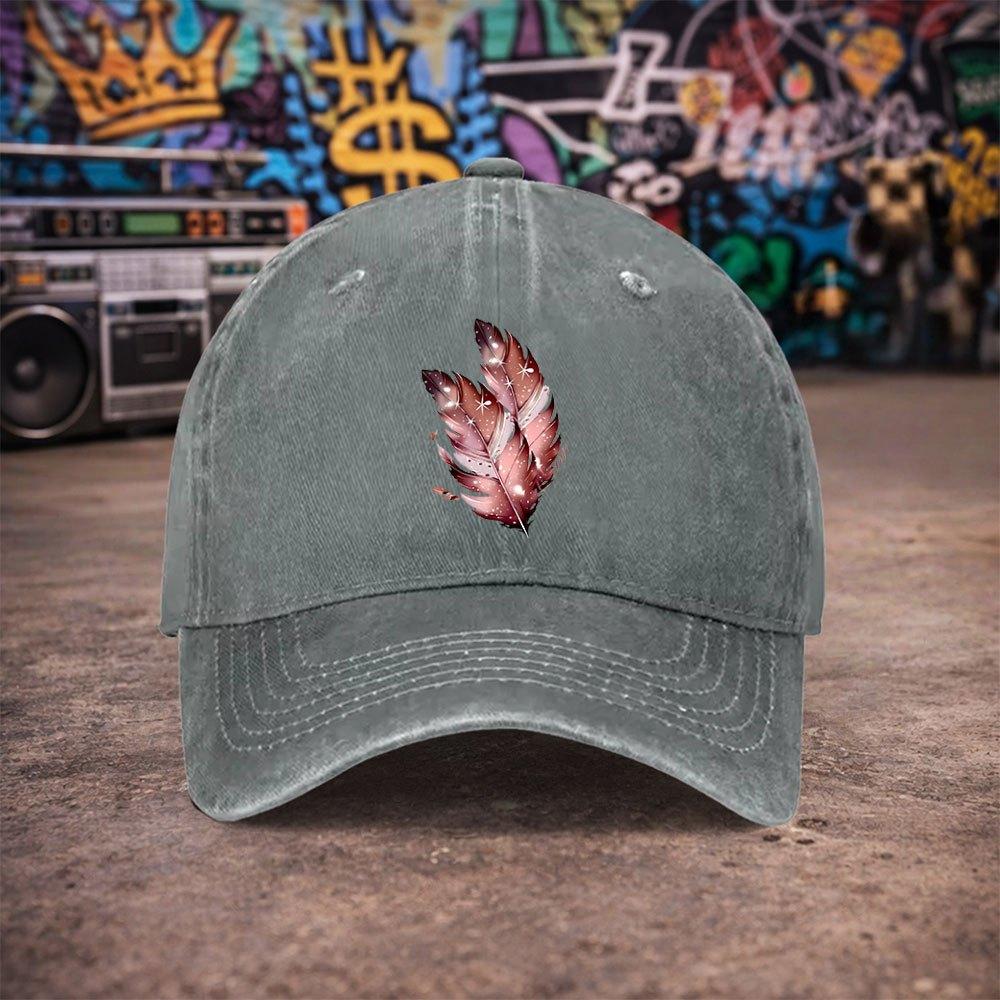 Pc Unisex Dreamy Starlight Feather Vintage Washed Baseball Cap UnisexS Trendy Hat Versatile Duckbill Cap Fun Print Unique