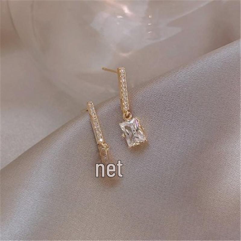 

Длинные серьги-иглы из серебра 925 пробы с геометрическим узором и кристаллами – элегантный корейский стиль для женщин