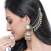 Traditional Stylish Gold Plated Polki & Pearl Bahubali Jhumki Jhumka Earrings Jewellery For Girls