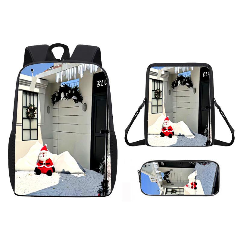 Christmas ChristmasDay Student School Bag Backpack Satchel Bag Pencil Case D Storage Christmas