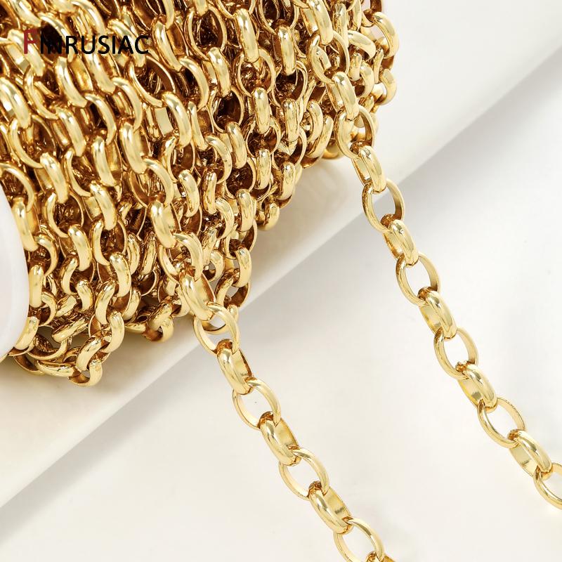 18K Gold Plated Brass Oval Chain for Jewelry Making,7*10mm Large Heavy Chunky Chain For DIY Necklace Bracelet Making Findings