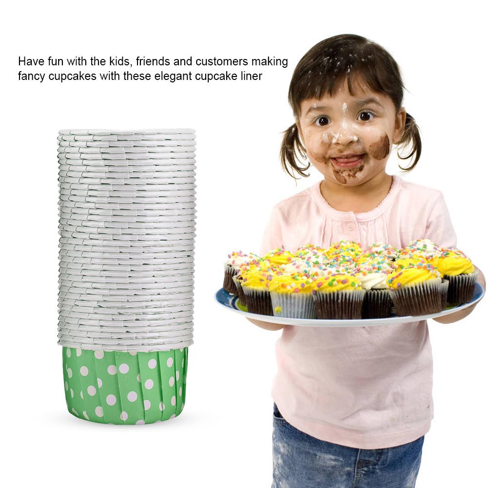 100PCS Mini Cupcake Liners Paper Round Cake Baking Cups Muffin Cases Wedding Home Green