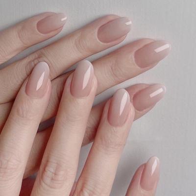 White Gradient French Press-On Nails - Simple Nude & White Short Round Tips