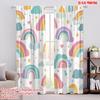2D Flat Printing 2pcs Curtain Cute Rainbow Cloud Stars Digital Printed Polyester Drapes Holiday Decorations Perfect for Holiday